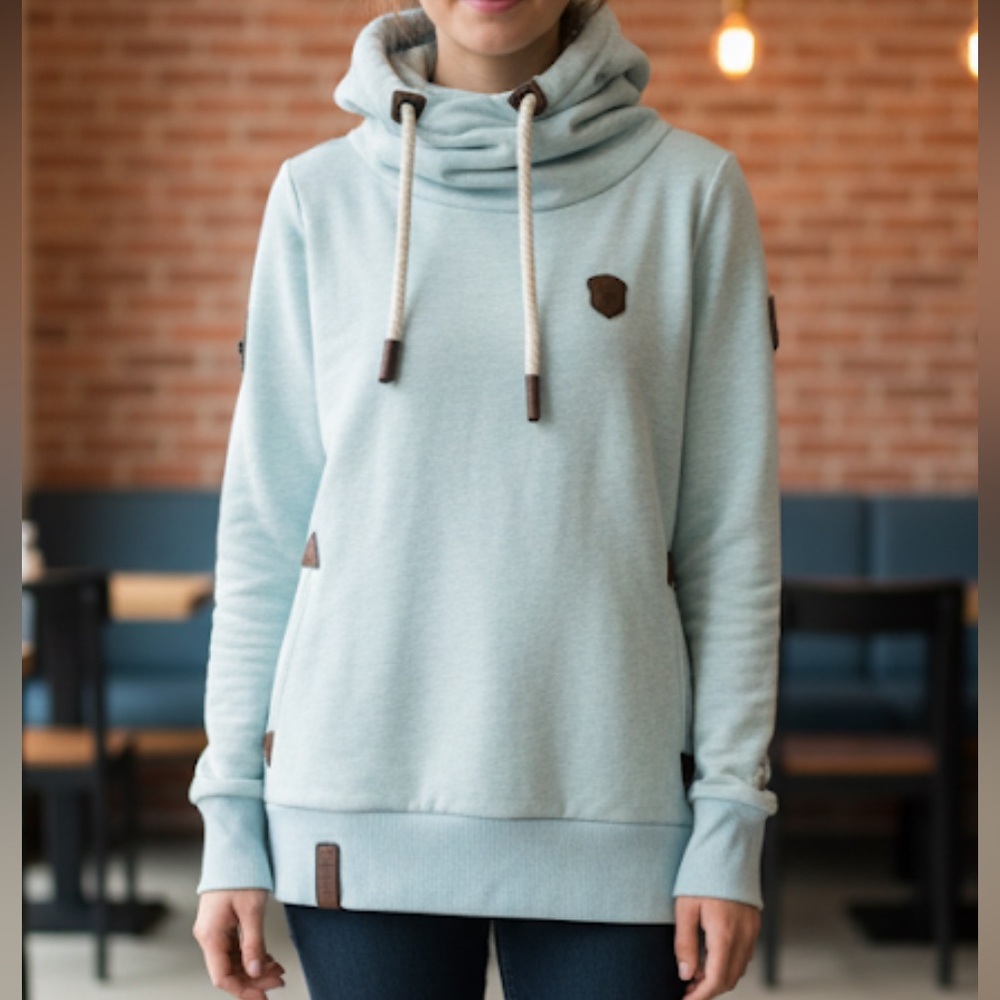 Naketano Light Blue Hoodie with Brown Accents